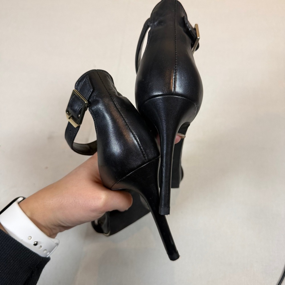 Kenneth Cole Women's New York Black Leather Ankle Strap Stiletto Heels - Size 7M - Picture 4 of 9